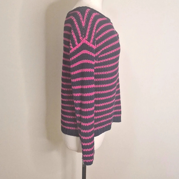 Tommy Hilfiger cotton chuncky knit Y2K stripped crew neck sweater SZ S - Picture 3 of 6